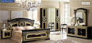ESF Furniture Aida Queen Panel Bed in Black w/ Gold