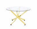 Beckham Round Dining Table Brass and Clear image