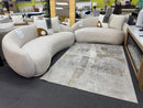 Curved Cream Loveseat