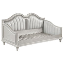 Evangeline Upholstered Twin Daybed with Faux Diamond Trim Silver and Ivory image