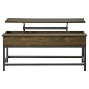 Byers Black Coffee Table with Hidden Storage Brown Oak and Sandy Black image