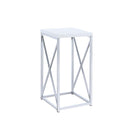 Edmund Accent Table with X-cross Glossy White and Chrome image