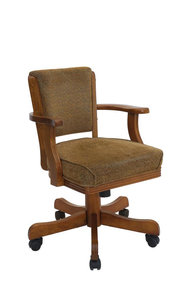 Mitchell Upholstered Game Chair Olive-brown and Amber