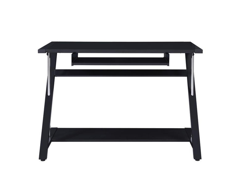 Mallet Computer Desk with Bottom Shelf Black