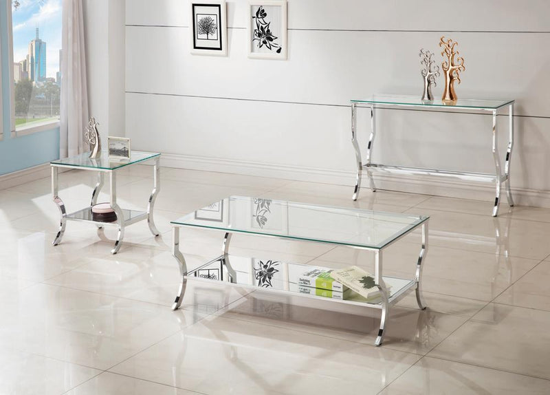 Saide Square End Table with Mirrored Shelf Chrome