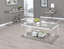 Anne Sofa Table with Lower Shelf Chrome and Clear