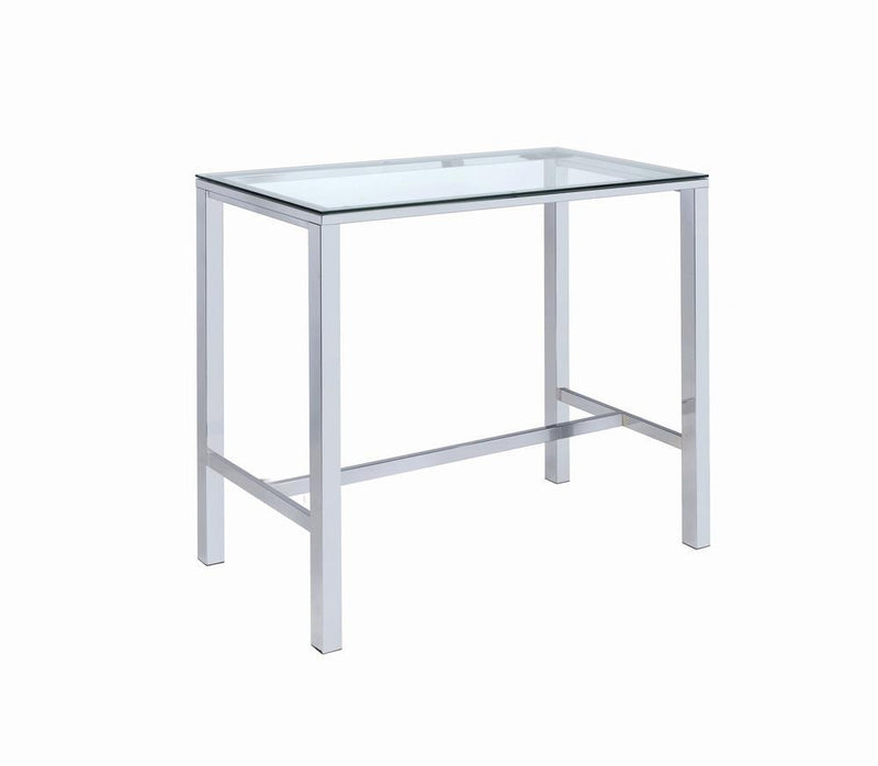 Tolbert Bar Table with Glass Top Chrome