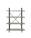 Cole 4-Shelf Bookcase Grey Driftwood and Gunmetal