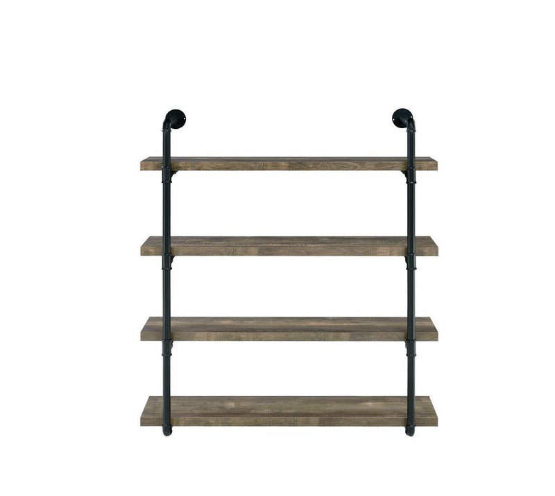 Elmcrest 40-inch Wall Shelf Black and Rustic Oak