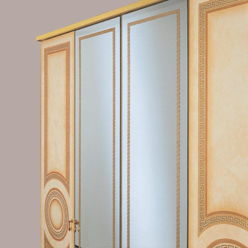 ESF Furniture Aida 4 Door Wardrobe in Ivory w/ Gold