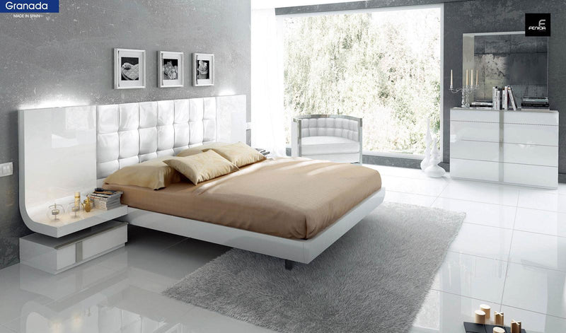 ESF Furniture Granada Queen Platform with Storage Bed in White