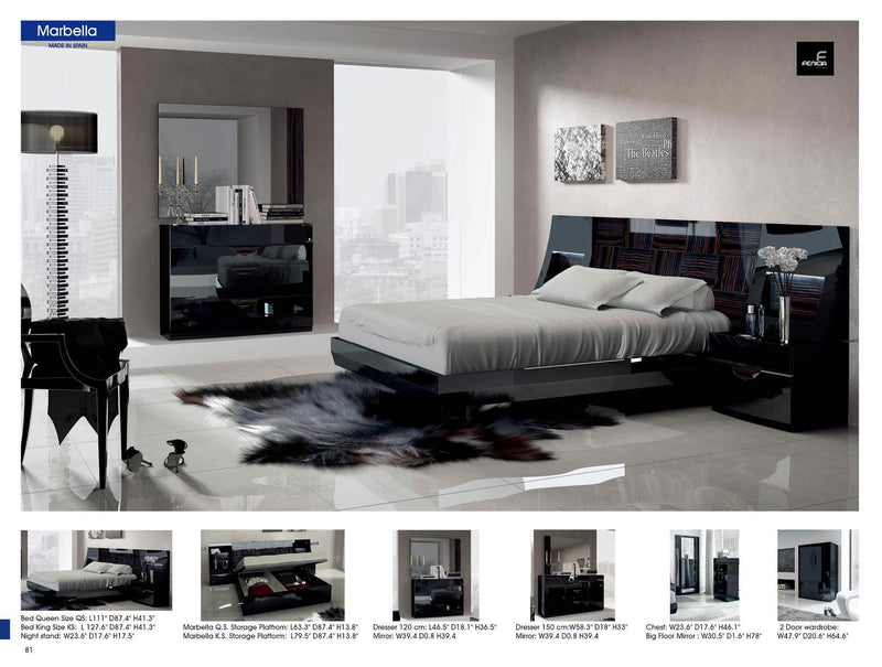 ESF Furniture Marbella Queen Platform Bed in Black