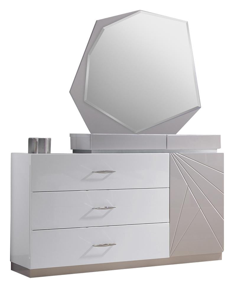 J&M Florence Dresser and Mirror in White and Taupe image