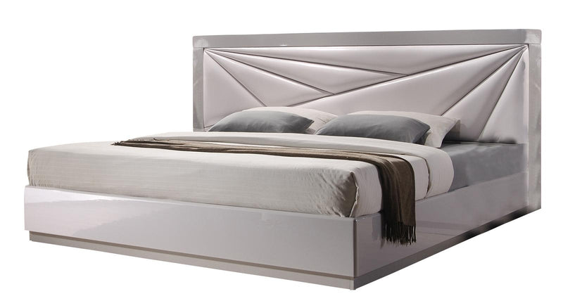 J&M Florence King Platform Bed in White and Taupe image