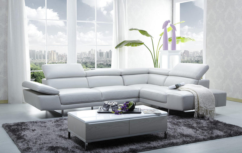J&M Furniture 1717 Premium Leather Sectional RAF in White image