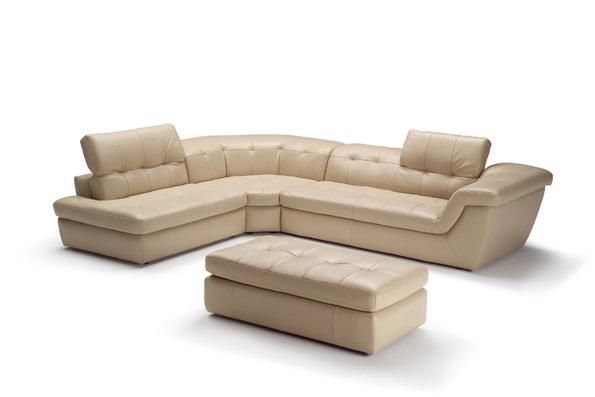 J&M Furniture 397 Italian Leather Ottoman in Beige Color image