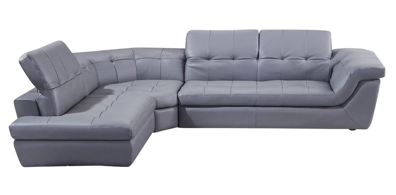 J&M Furniture 397 Italian Leather Sectional LAF Chaise in Grey image