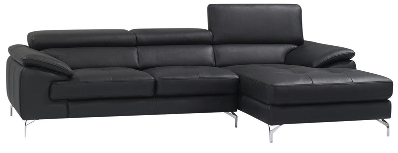 J&M Furniture A973B Italian Leather Mini Sectional LAF in Black image