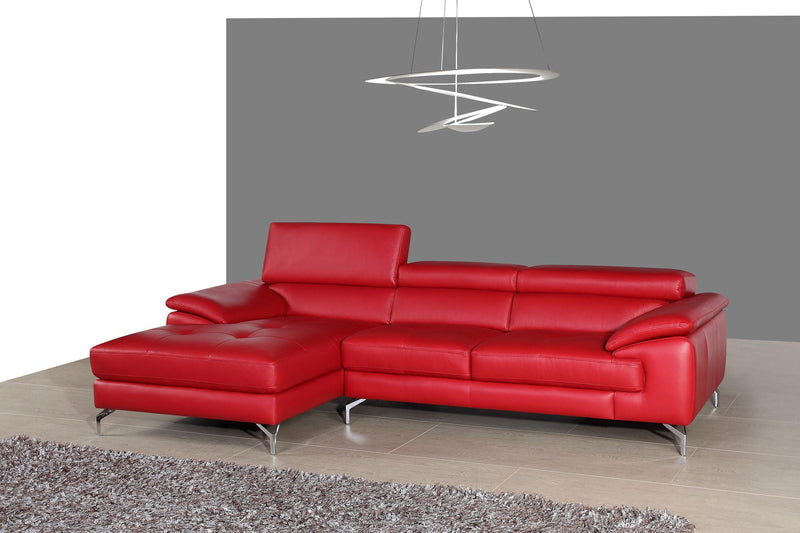 J&M Furniture A973B Italian Leather Mini Sectional LAF in Red image