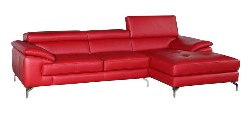 J&M Furniture A973B Italian Leather Mini Sectional RAF in Red image