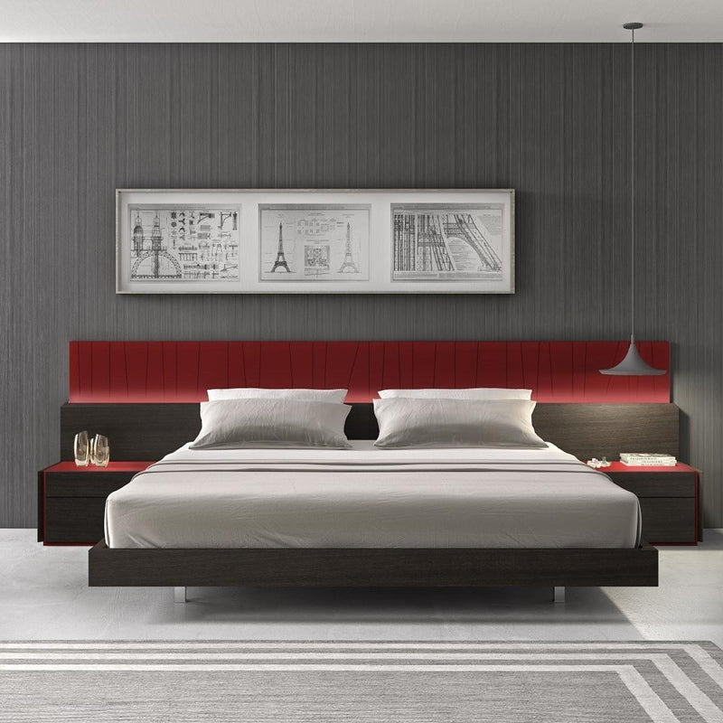 J&M Furniture Lagos King Panel Bed in Red Gloss & Wenge image