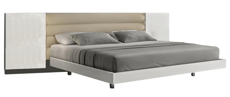 J&M Furniture Lisbon Queen Premium Bed in White/Beige/Walnut image