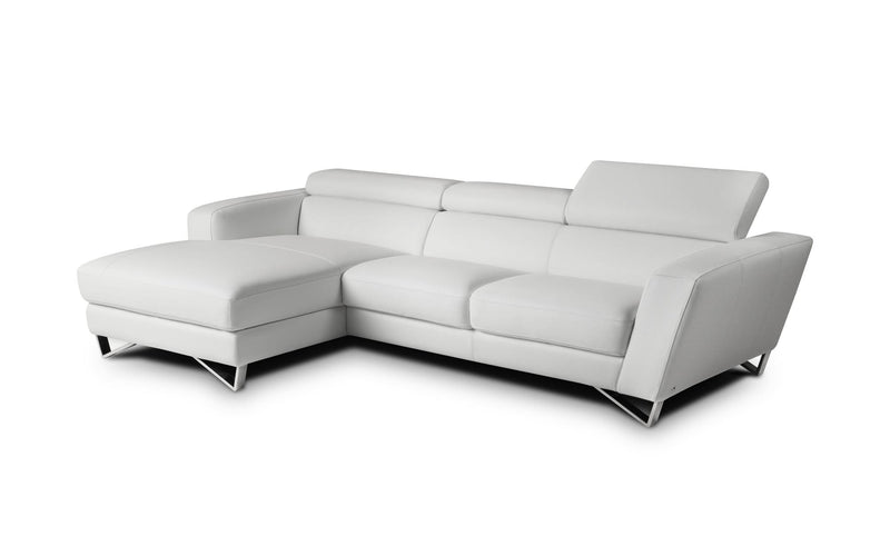 J&M Furniture Sparta Italian Leather Mini Sectional LAF Chaise in White image