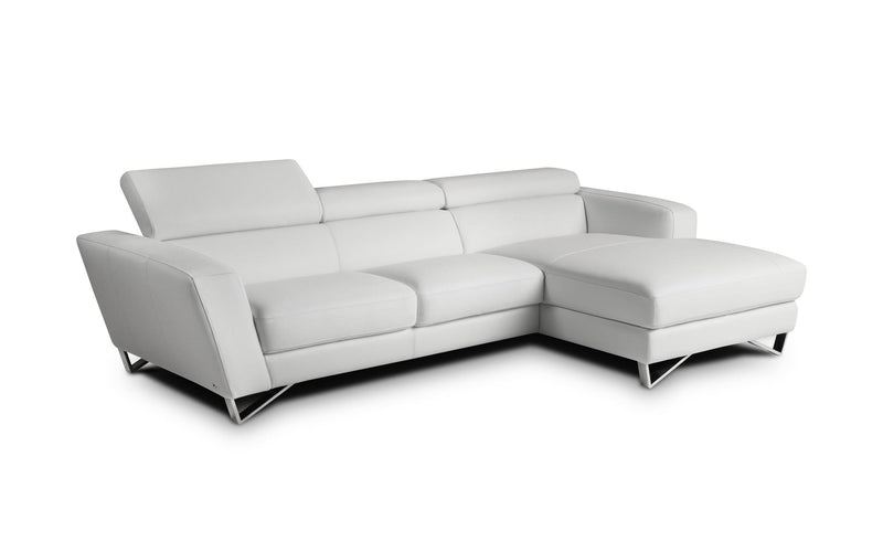 J&M Furniture Sparta Italian Leather Mini Sectional RAF Chaise in White image
