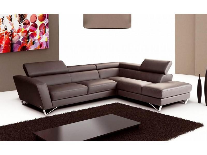 J&M Furniture Sparta Italian Leather Sectional LAF Chaise in Chocolate Brown image