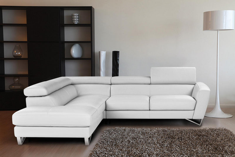J&M Furniture Sparta Italian Leather Sectional LAF Chaise in White image