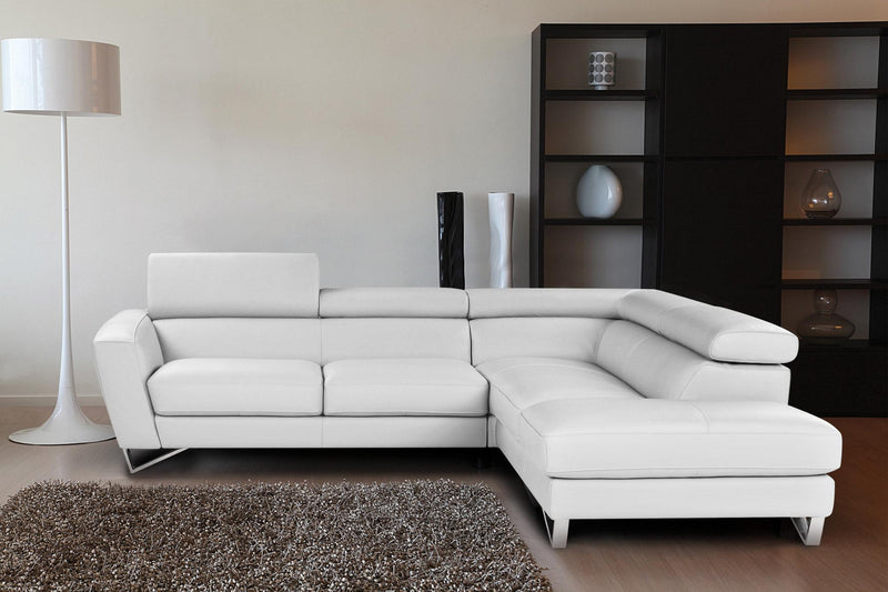 J&M Furniture Sparta Italian Leather Sectional RAF Chaise in White image
