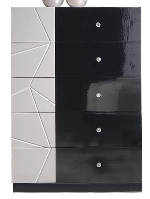 J&M Furniture Turin Chest Light Grey & Black Lacquer image