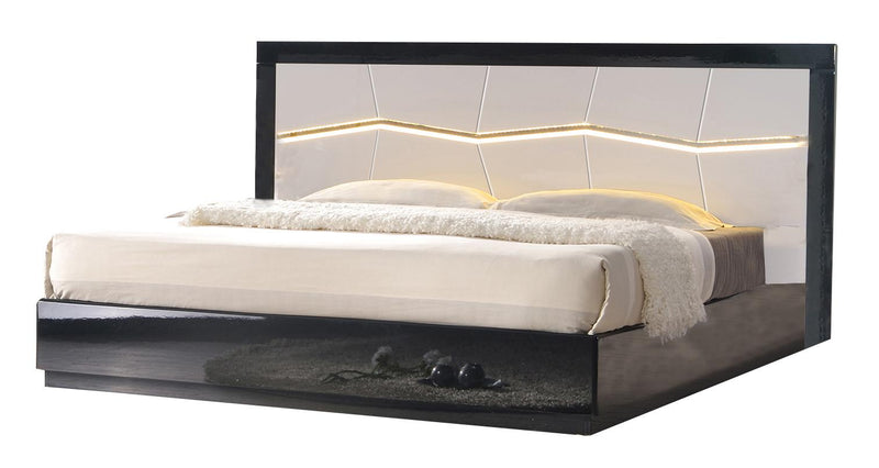 J&M Furniture Turin King Platform Bed in Light Grey & Black Lacquer image