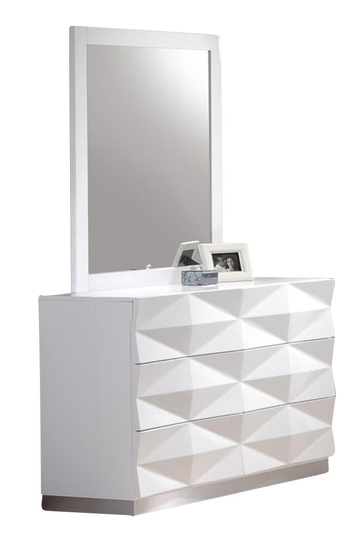 J&M Furniture Verona Dresser and Mirror in White Lacquer image
