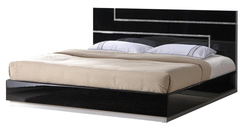 J&M Lucca Queen Platform Bed in Black Lacquer image