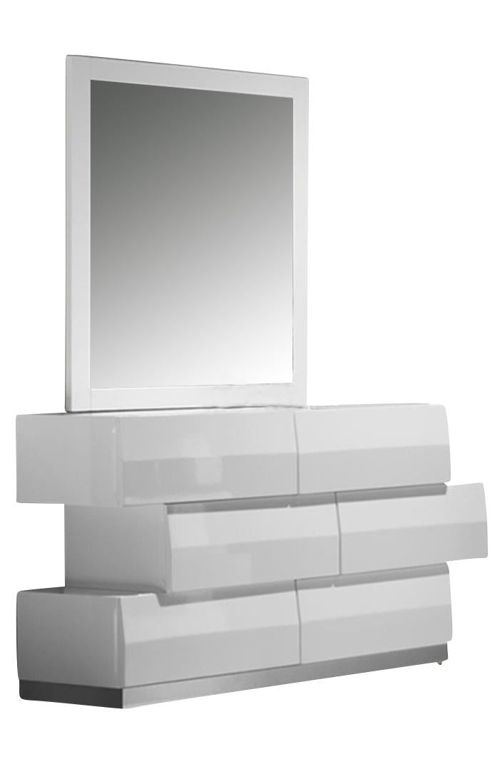 J&M Milan Dresser and Mirror in White Lacquer image