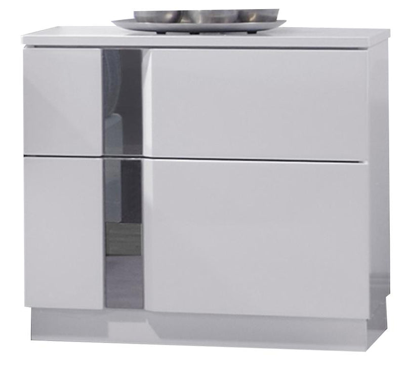 J&M Palermo 2 Drawer Nightstand in White Lacquer and Chrome image