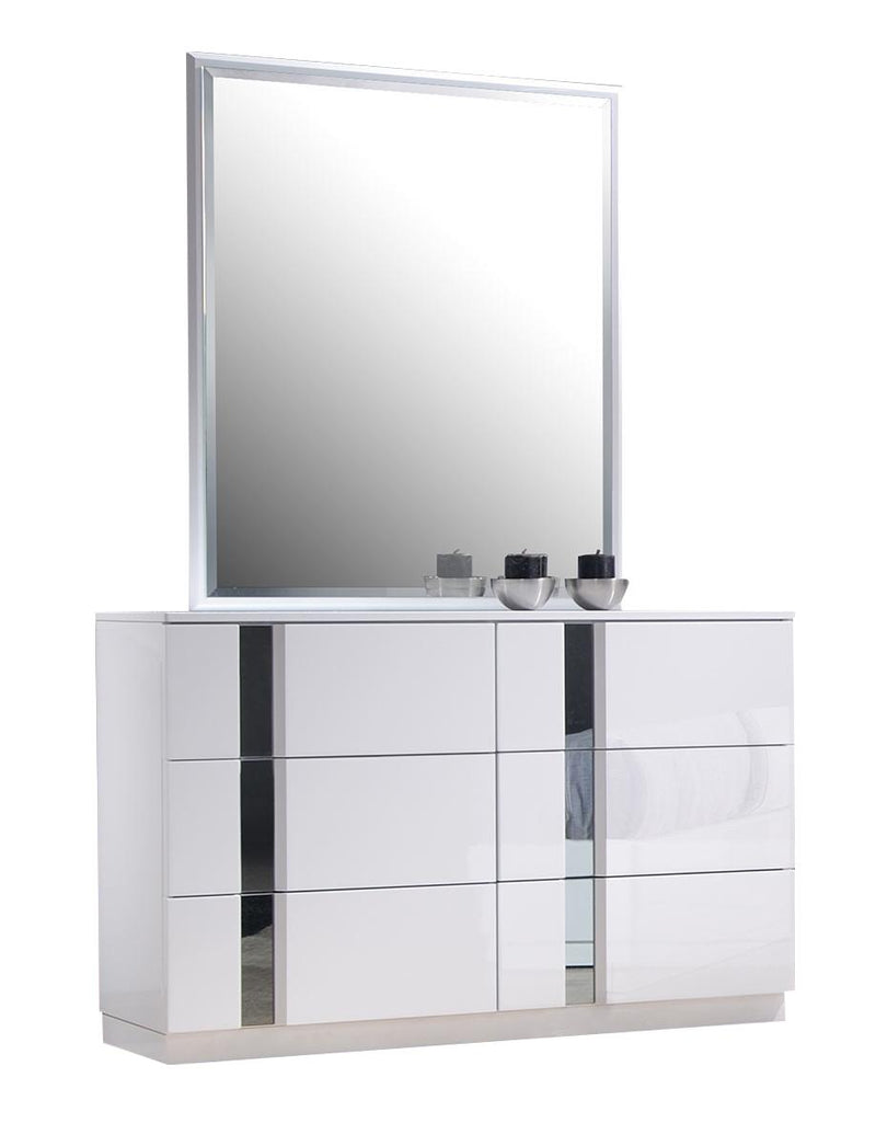 J&M Palermo Dresser and Mirror in White Lacquer and Chrome image