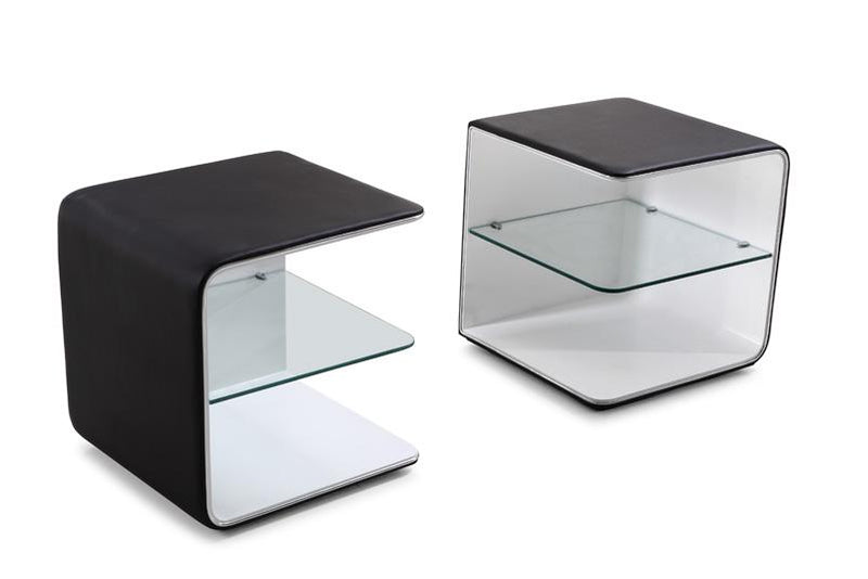 J&M Wave Nightstand in Black and White image