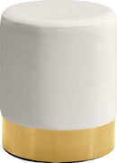 Joy Cream Velvet Ottoman/Stool image