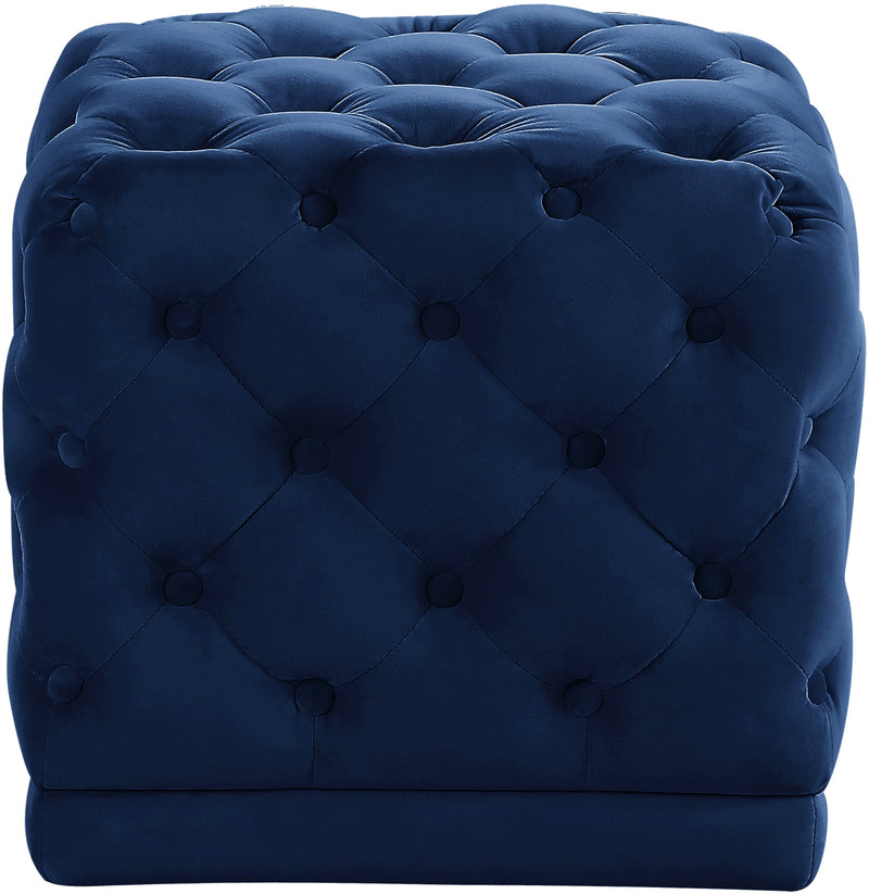 Stella Navy Velvet Ottoman/Stool image