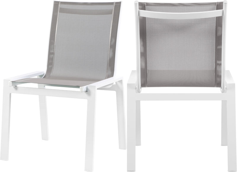 Nizuc Grey Mesh Waterproof Fabric Outdoor Patio Aluminum Mesh Dining Chair image