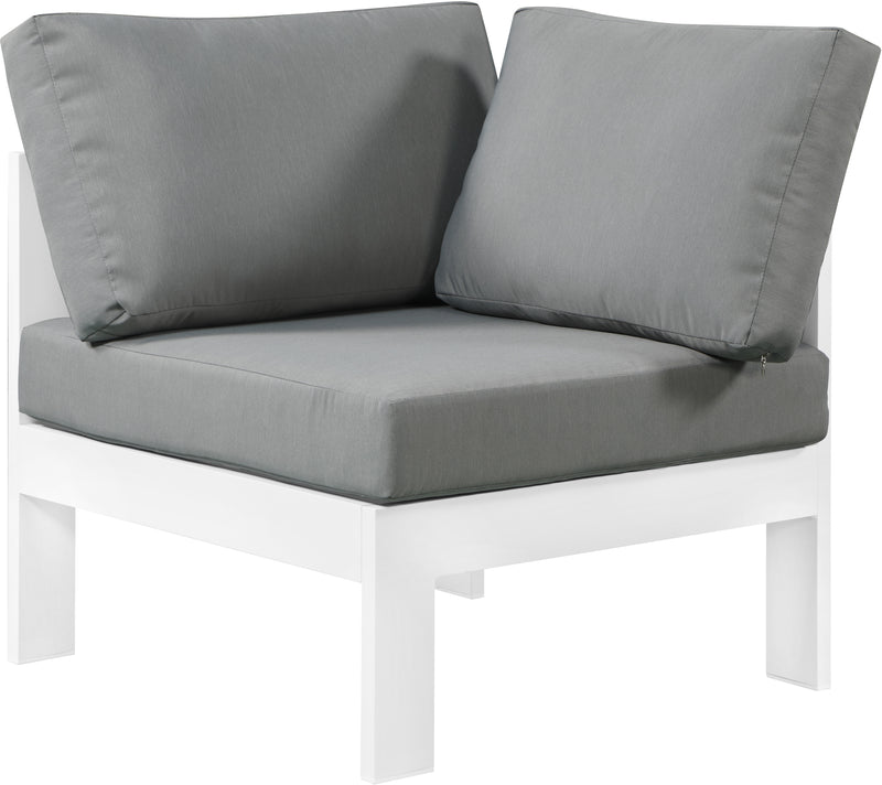 Nizuc Grey Waterproof Fabric Outdoor Patio Aluminum Corner Chair image