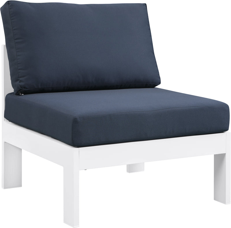 Nizuc Navy Waterproof Fabric Outdoor Patio Aluminum Armless Chair image