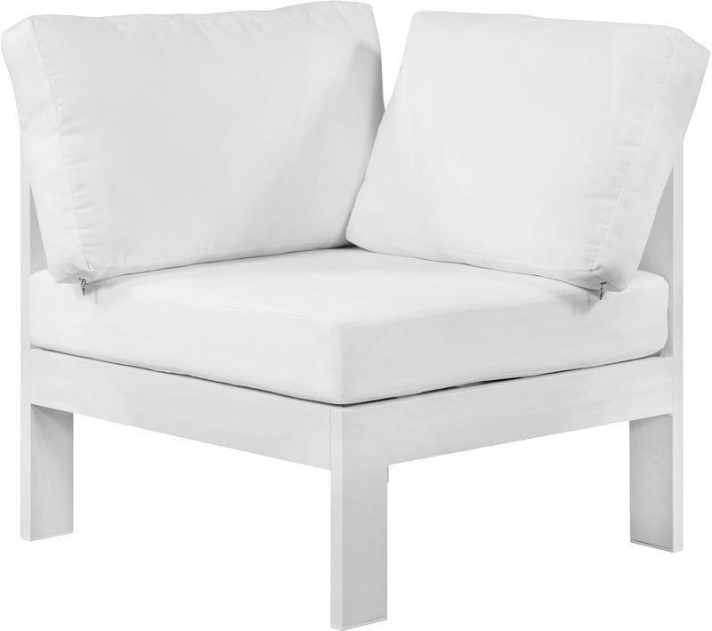 Nizuc White Waterproof Fabric Outdoor Patio Aluminum Corner Chair image