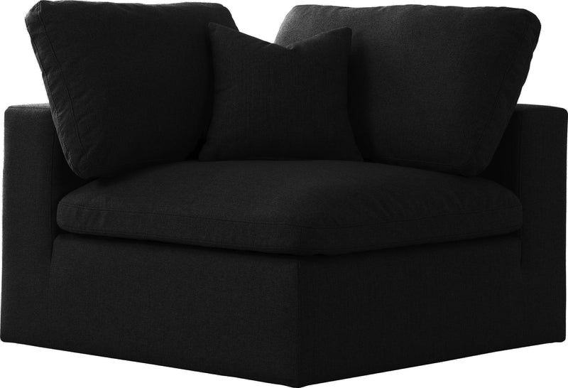 Serene Black Linen Fabric Deluxe Cloud Corner Chair image