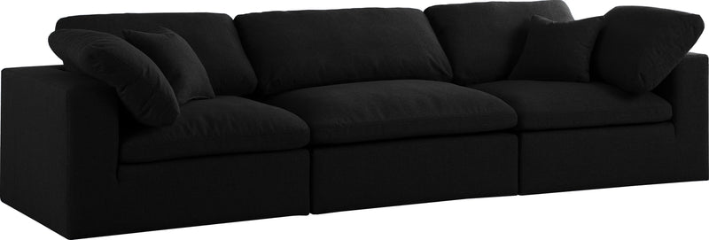 Serene Black Linen Fabric Deluxe Cloud Modular Sofa image