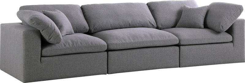 Serene Grey Linen Fabric Deluxe Cloud Modular Sofa image