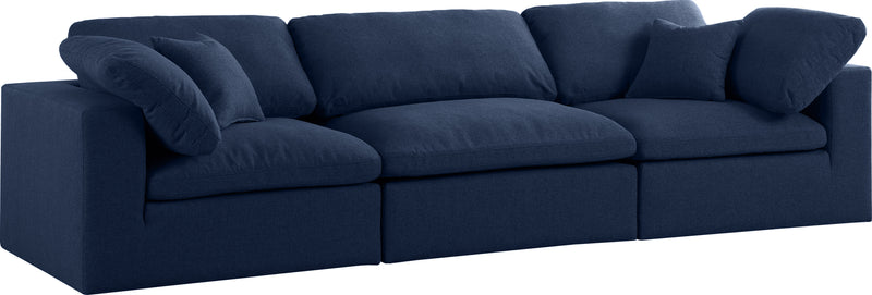 Serene Navy Linen Fabric Deluxe Cloud Modular Sofa image