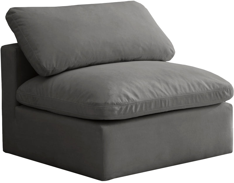 Plush Grey Velvet Standard Cloud Modular Armless Chair image